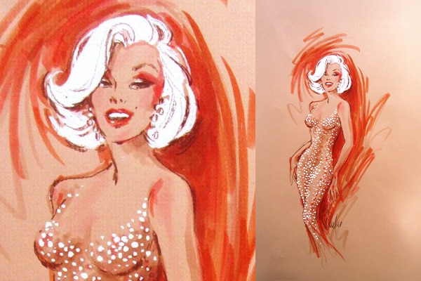 Bob Mackie sketch of Marilyn Monroe dress